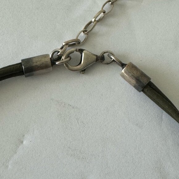 VTG Silpada Green LEATHER and sterling silver Necklace - Picture 5 of 7